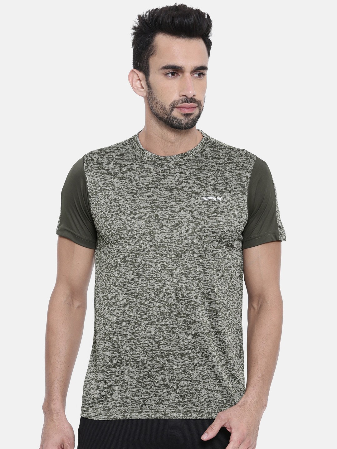 

Proline Active Men Olive Green Solid Round Neck T-shirt