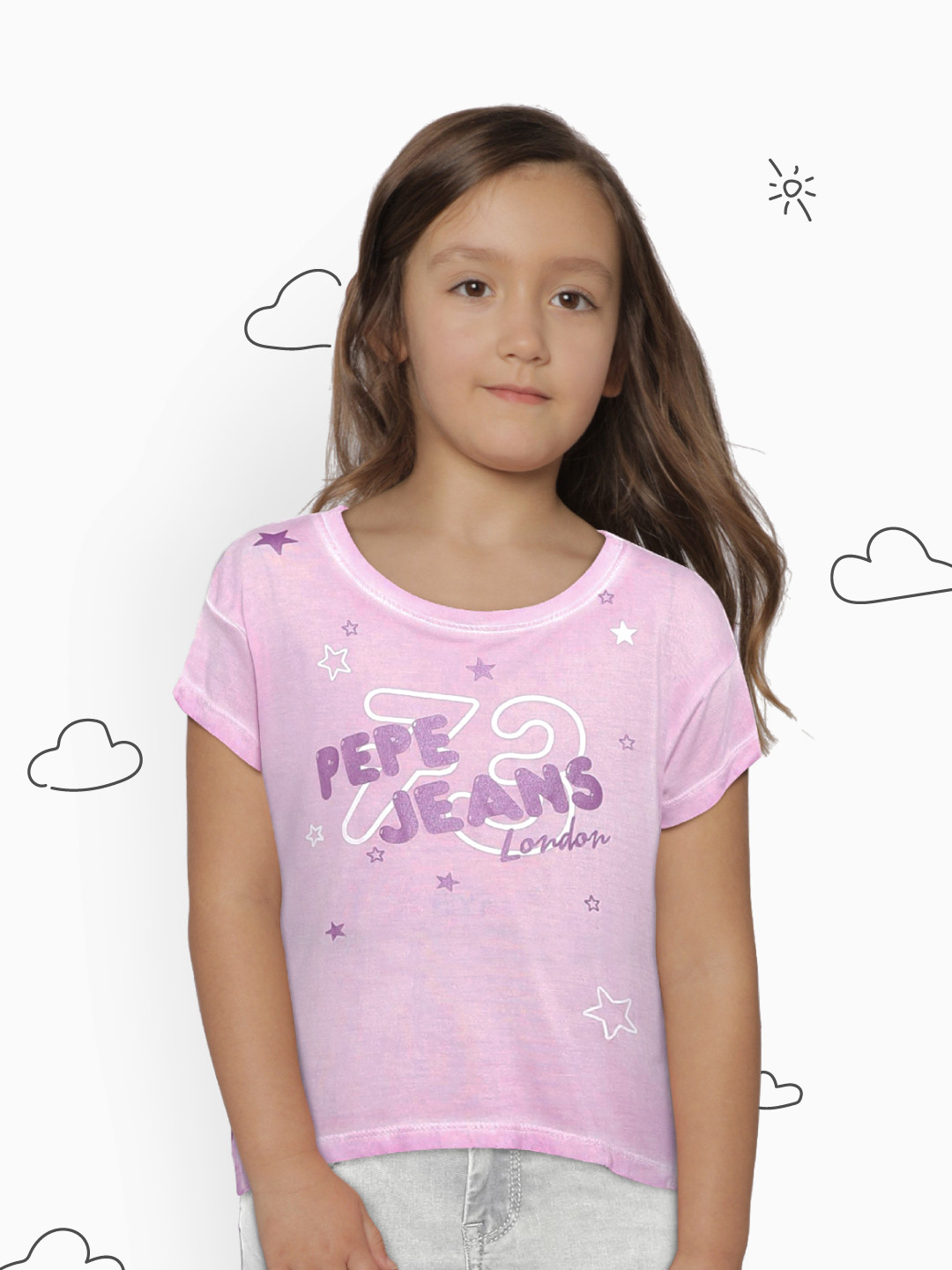 

Pepe Jeans Girls Pink Printed Round Neck T-shirt