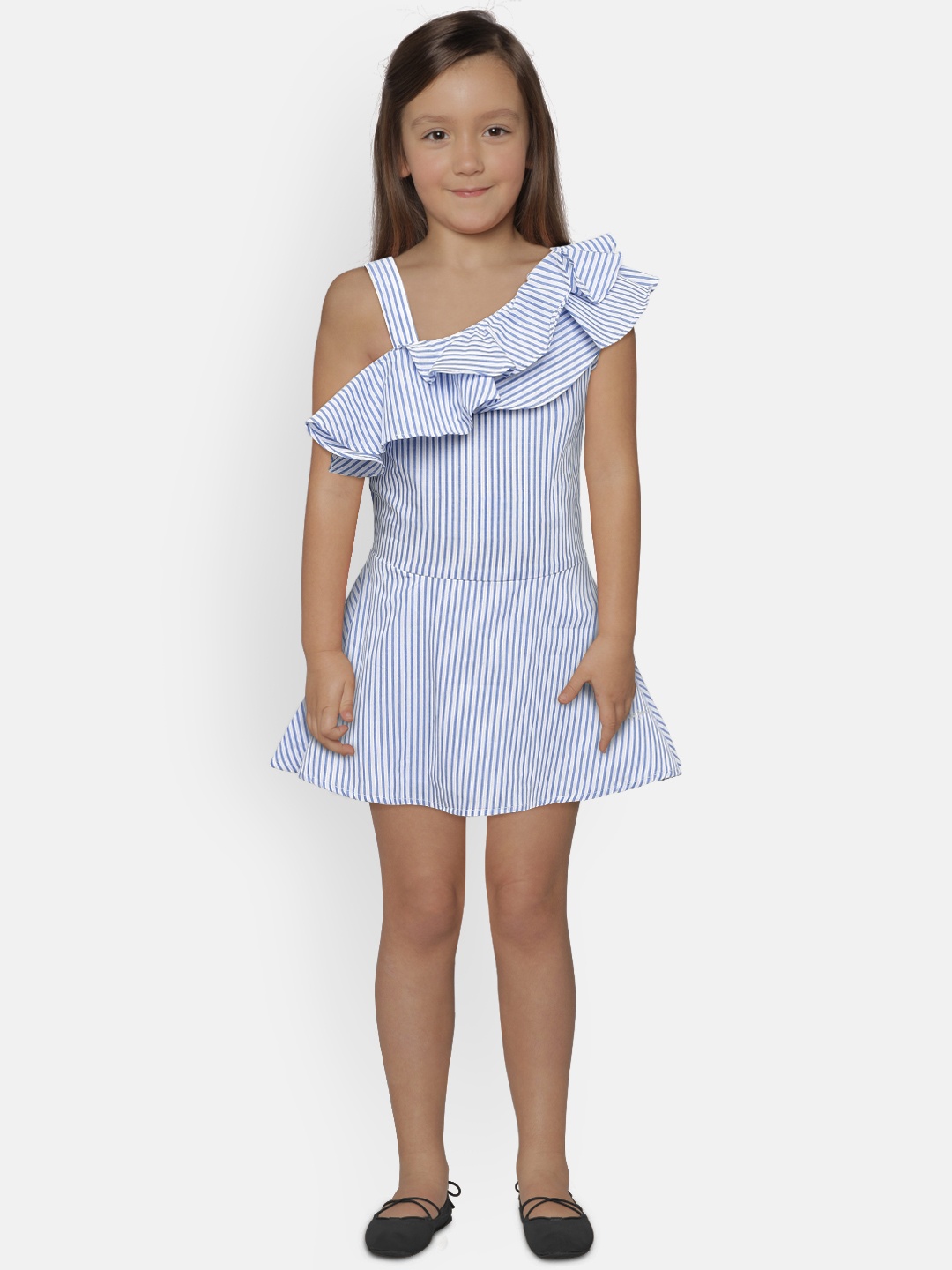 

Pepe Jeans Girls Blue Striped Fit and Flare Dress