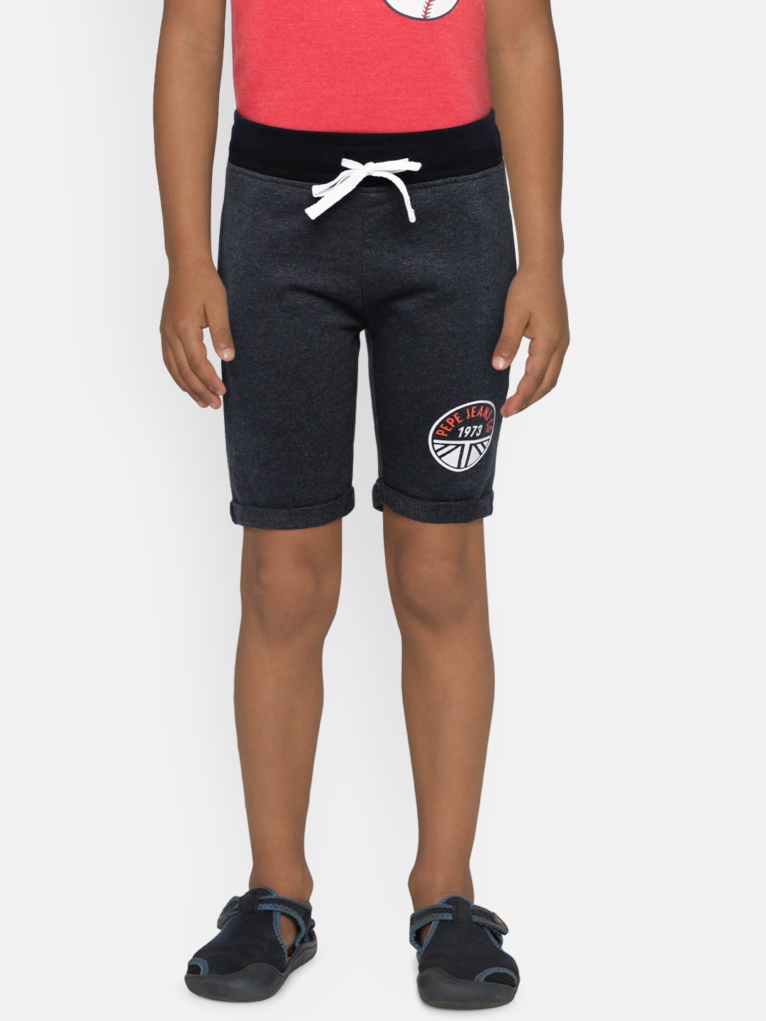 

Pepe Jeans Boys Charcoal Black Solid Regular Shorts