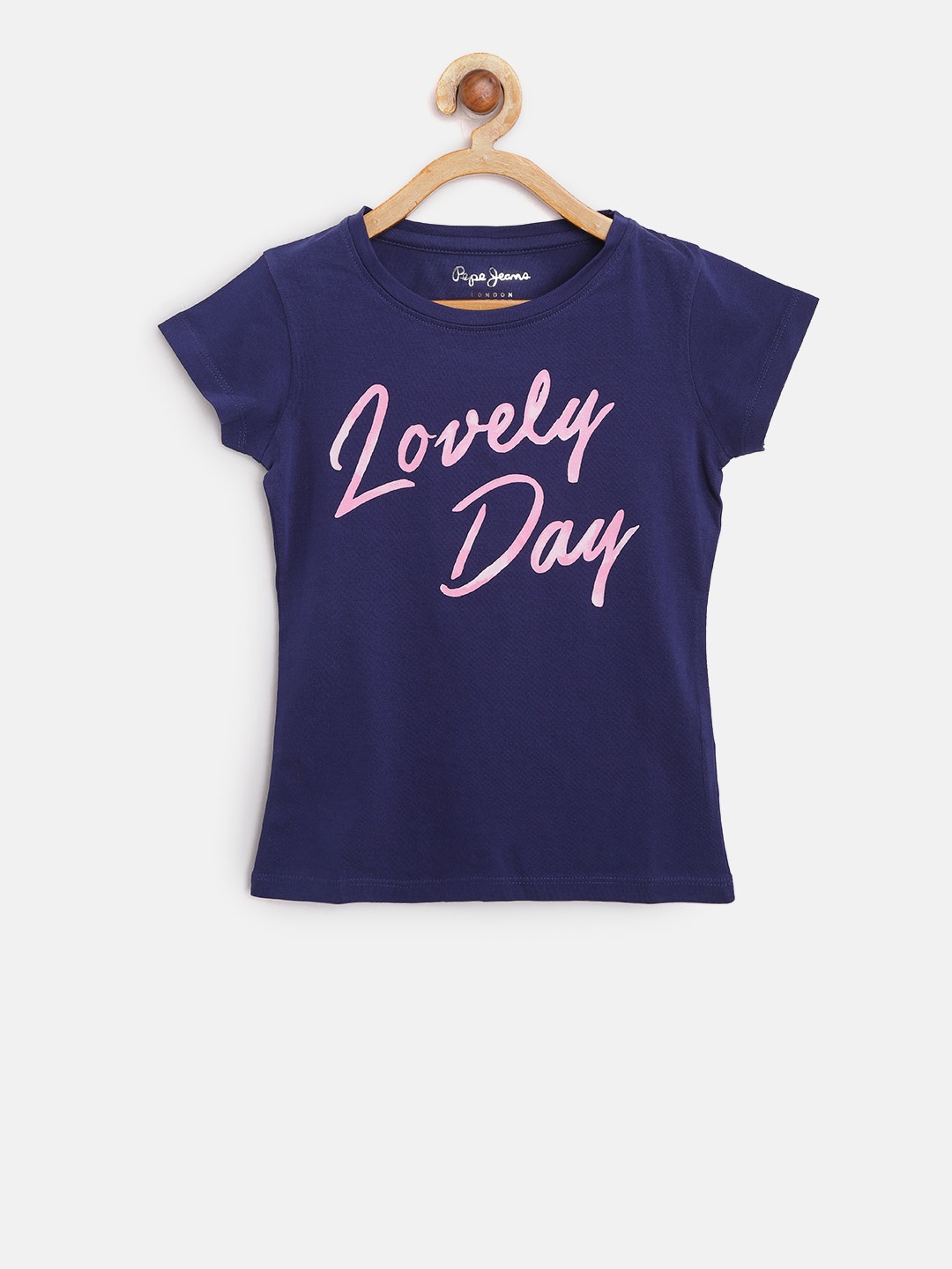 

Pepe Jeans Girls Navy Blue Printed Round Neck T-shirt