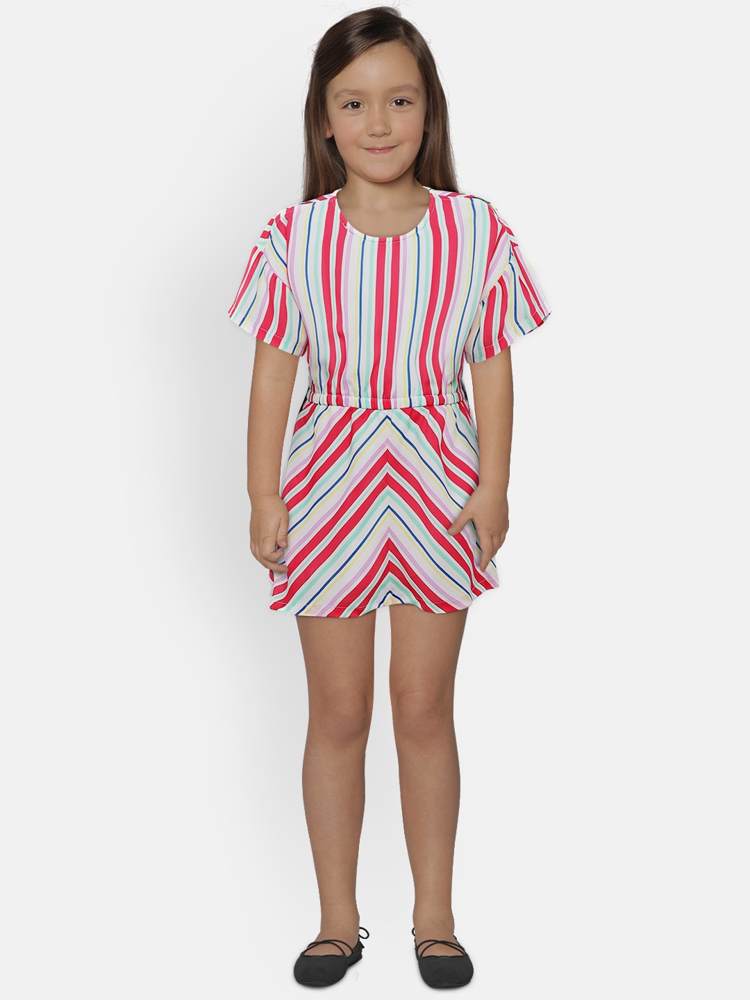 

Pepe Jeans Girls Red & White Striped Fit and Flare Dress