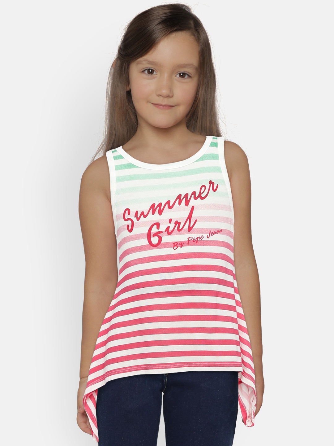 

Pepe Jeans Girls White & Red Striped Tank Top