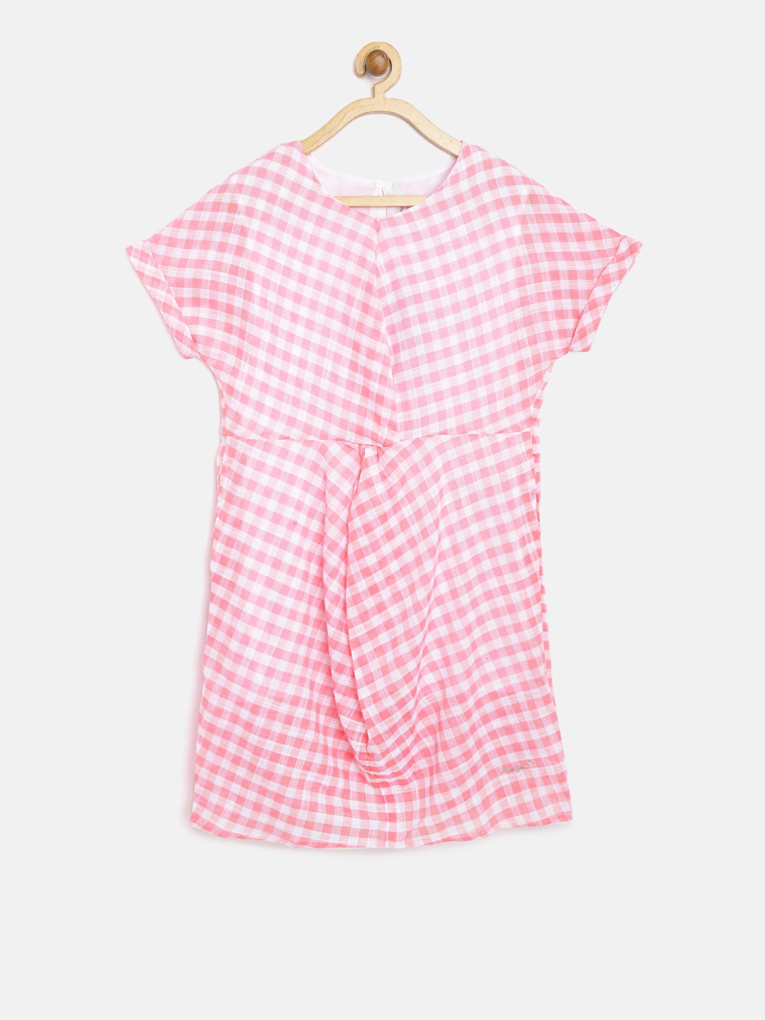 

Pepe Jeans Girls Pink & Off-White Checked Shift Dress