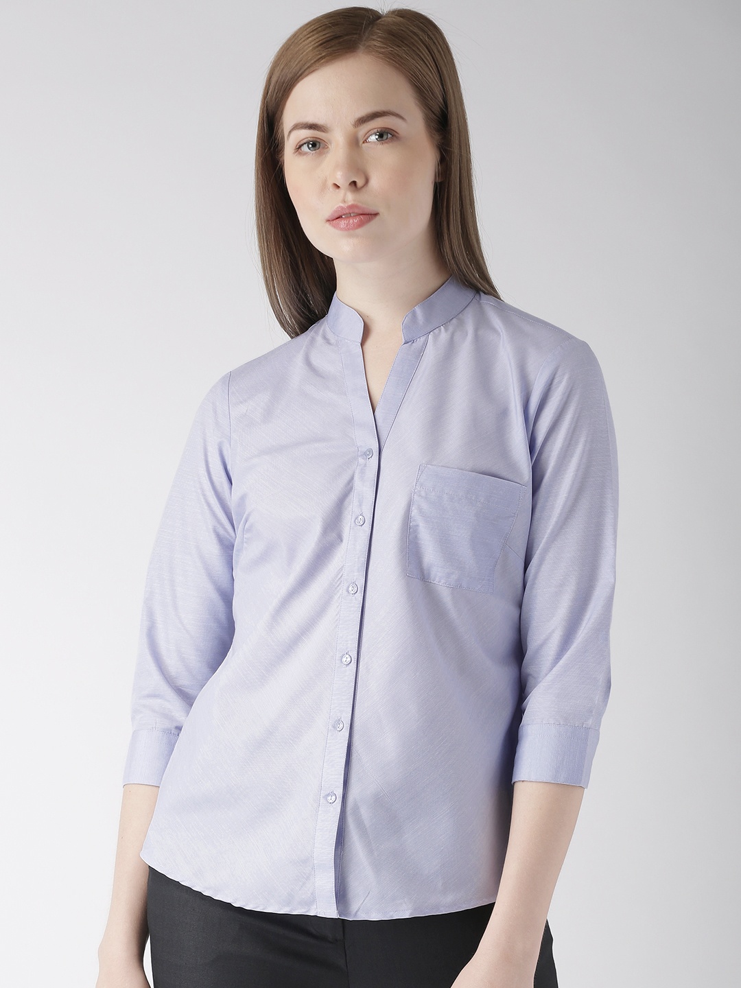 

Park Avenue Woman Blue Regular Fit Solid Formal Shirt