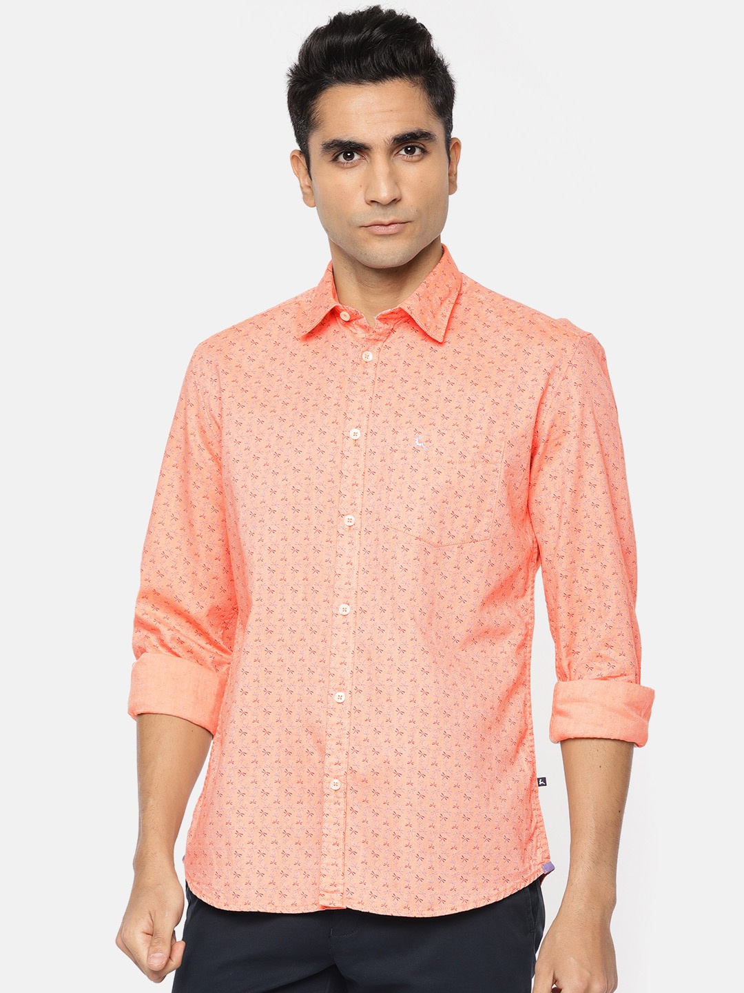 

Parx Men Orange Slim Fit Printed Casual Shirt