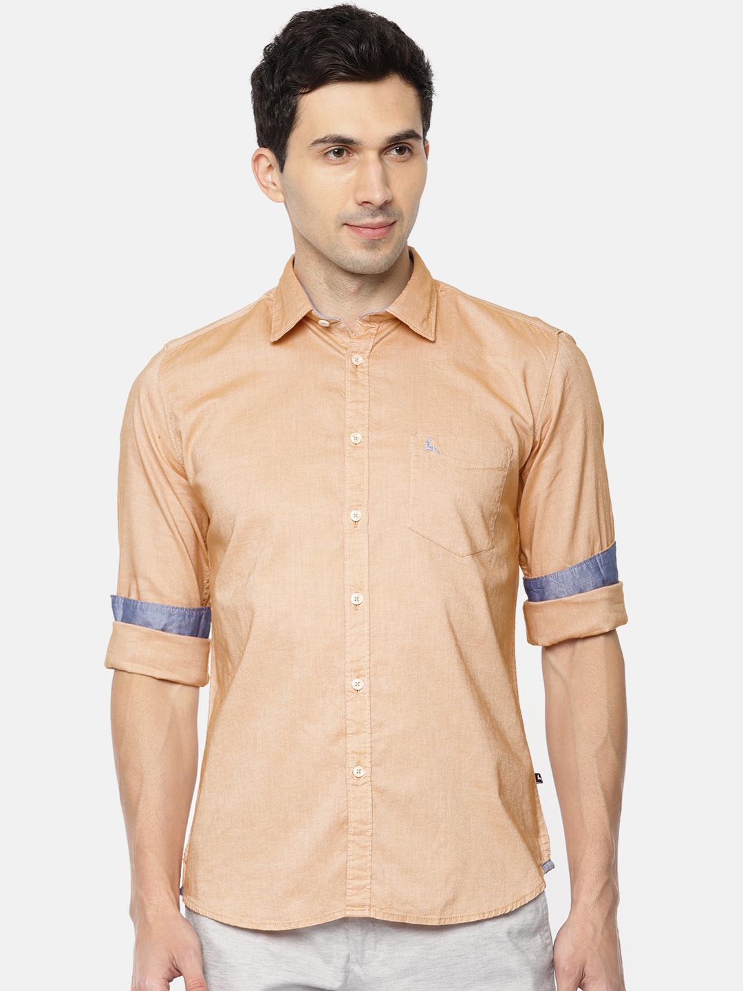 

Parx Men Beige Slim Fit Solid Casual Shirt