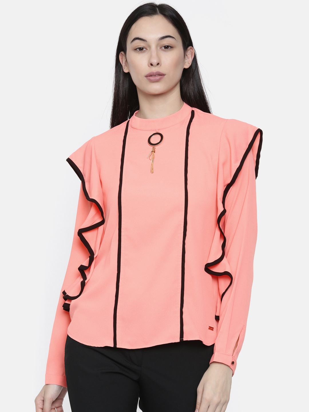 

Park Avenue Woman Women Coral Orange Solid Top