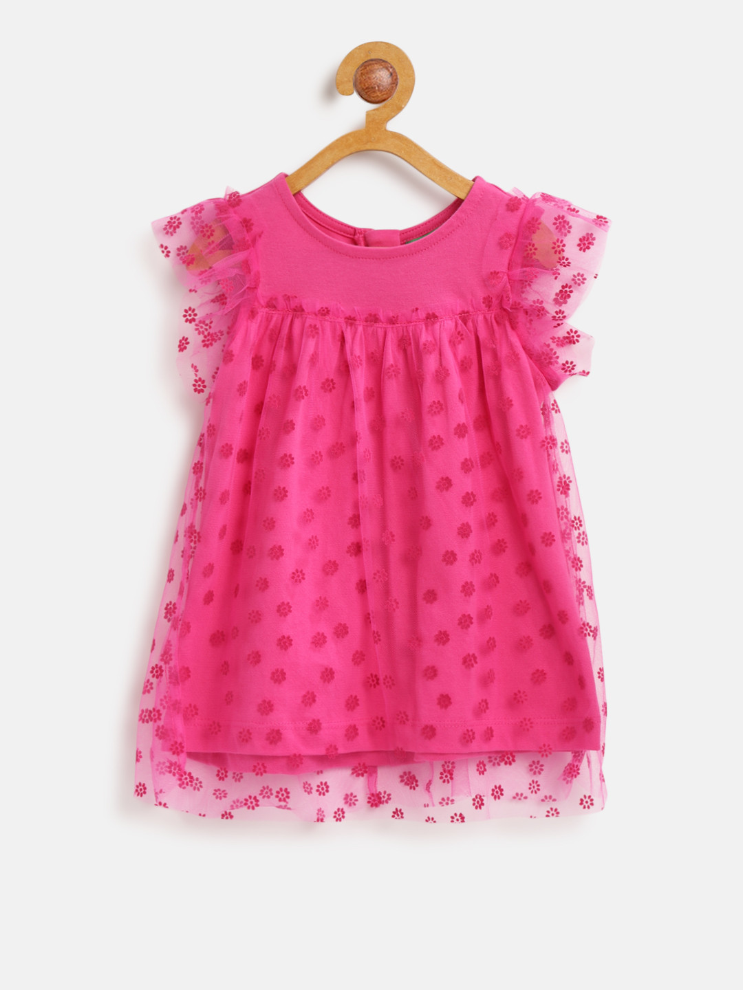 

United Colors of Benetton Girls Pink Self-Design A-Line Dress