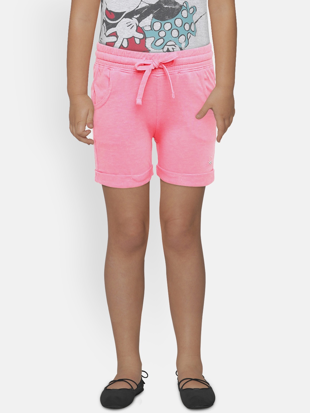 

United Colors of Benetton Girls Pink Solid Regular Fit Shorts