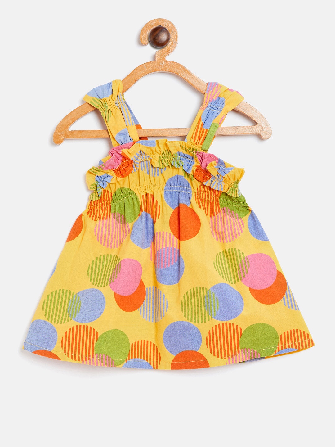 

United Colors of Benetton Girls Yellow Printed A-Line Dress