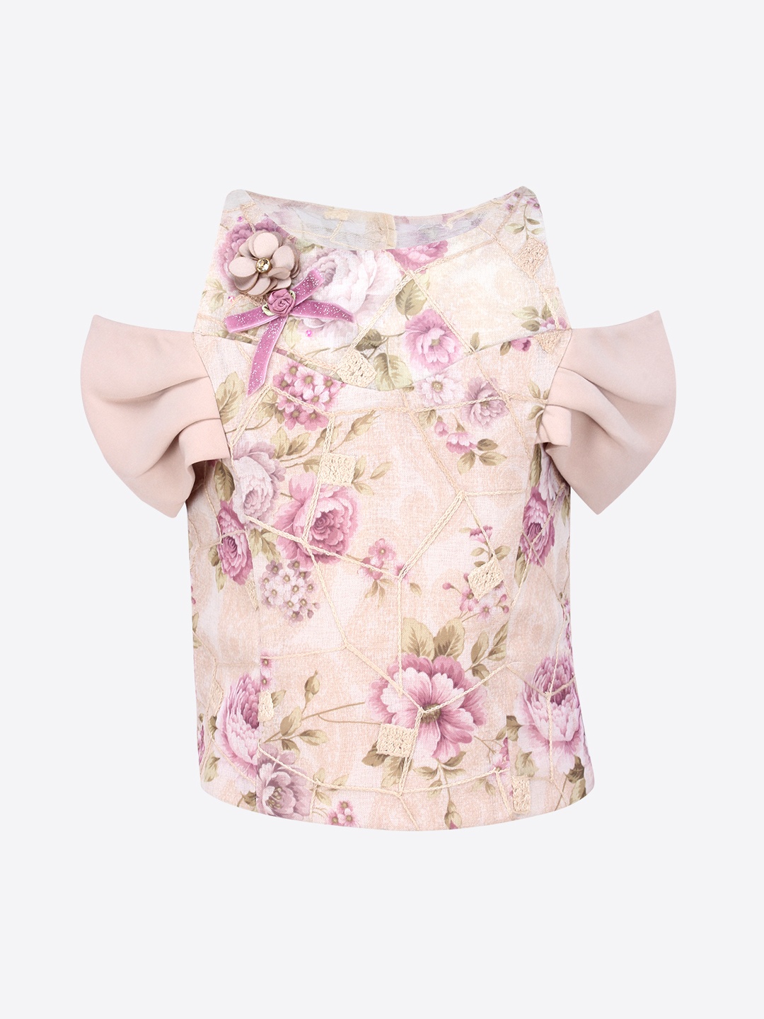 

CUTECUMBER Girls Beige Printed A-Line Top