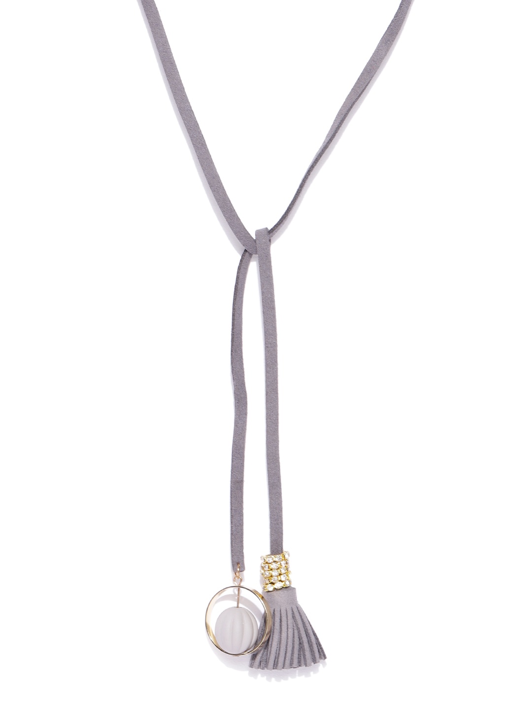 

KARATCART Grey Gold-Plated Tasselled Open Necklace