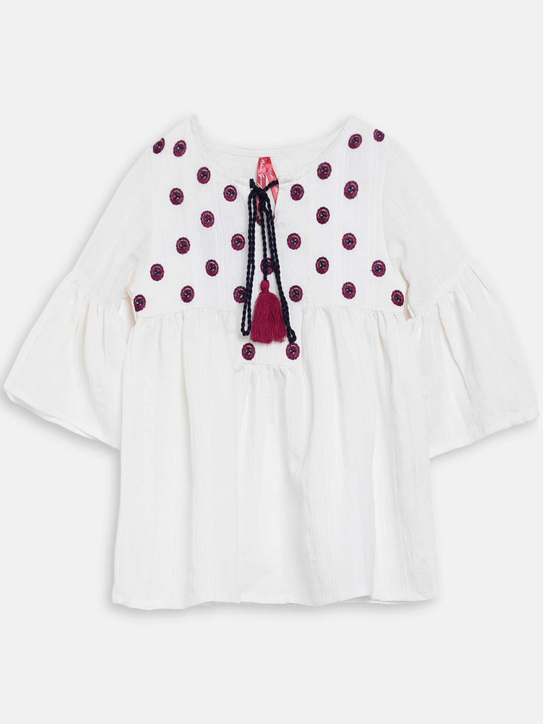 

Blue Giraffe Girls White Solid A-Line Top
