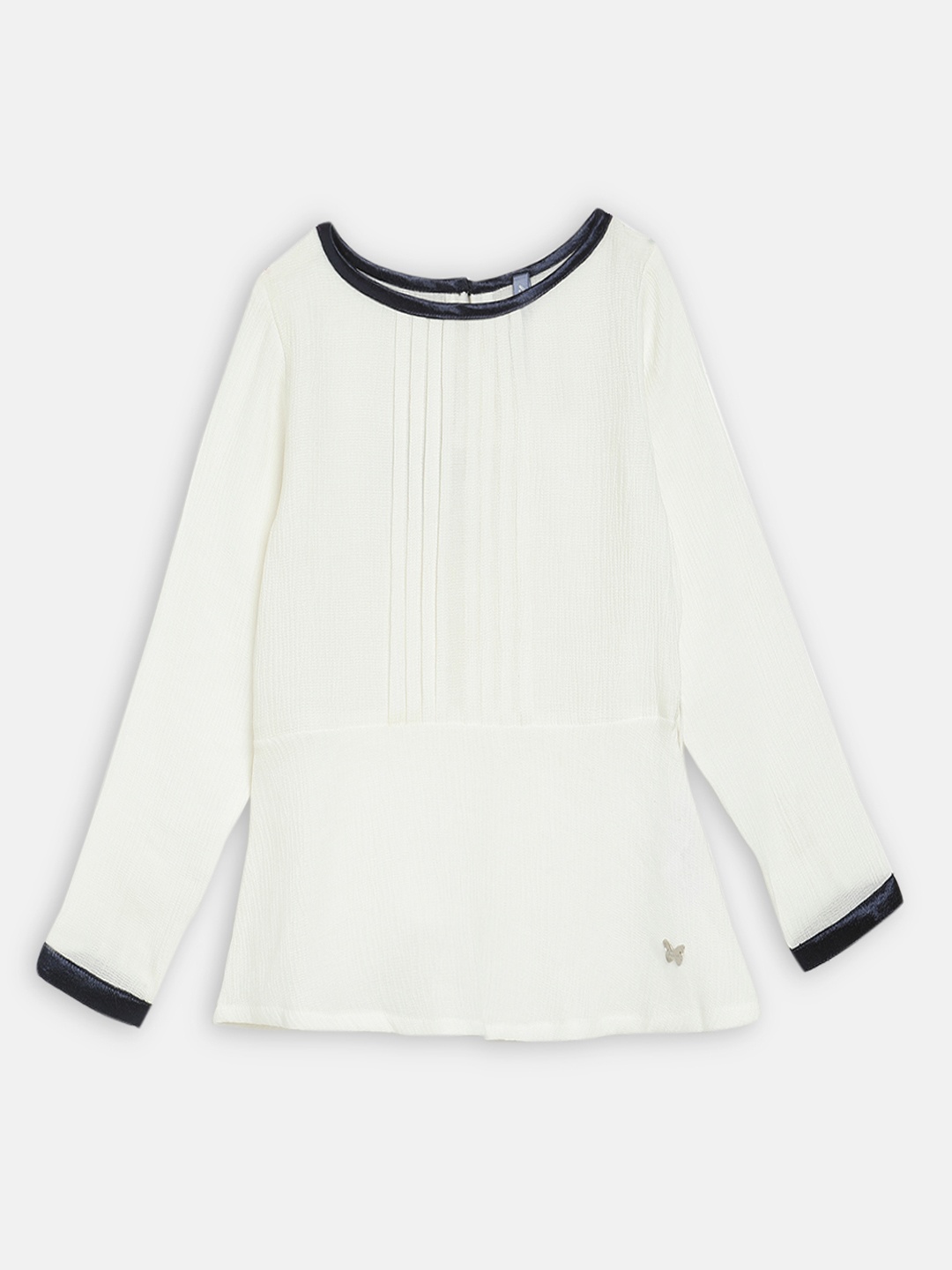 

Blue Giraffe Girls White Solid Top