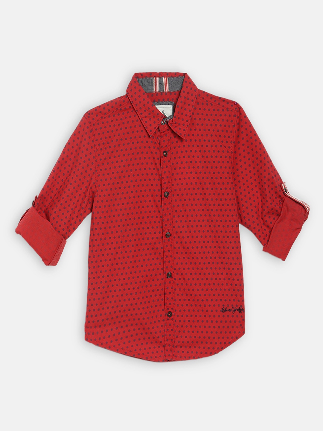 

Blue Giraffe Boys Red Regular Fit Printed Casual Shirt