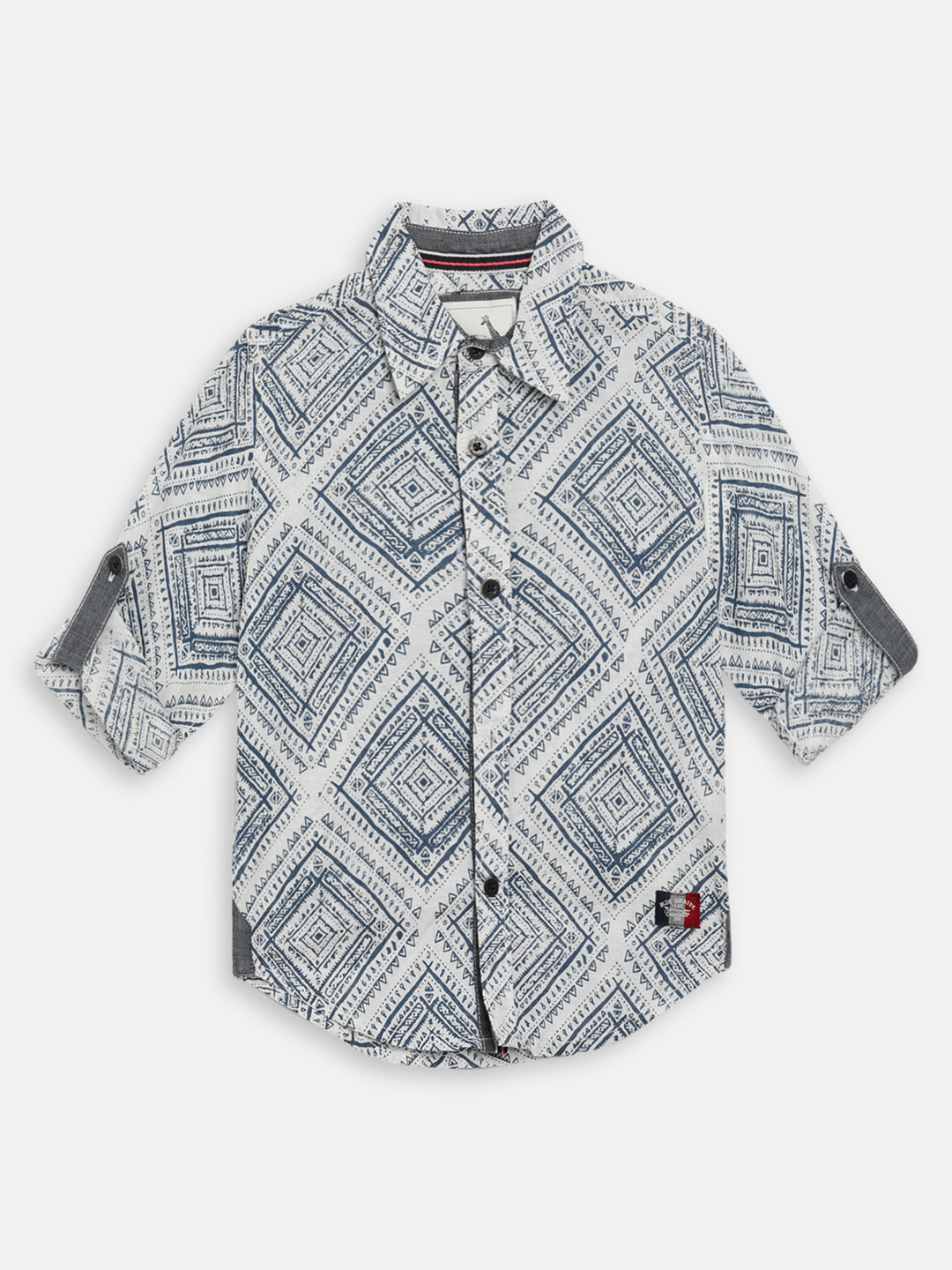 

Blue Giraffe Boys Blue Regular Fit Printed Casual Shirt