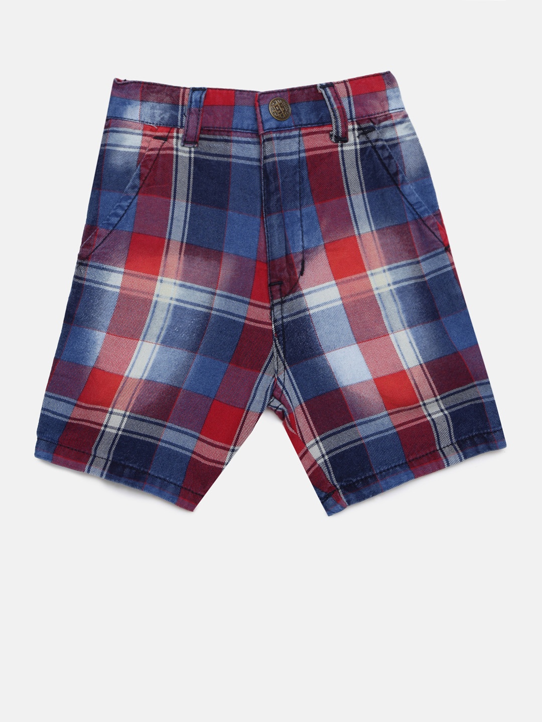 

Palm Tree Boys Blue & Red Checked Regular Shorts