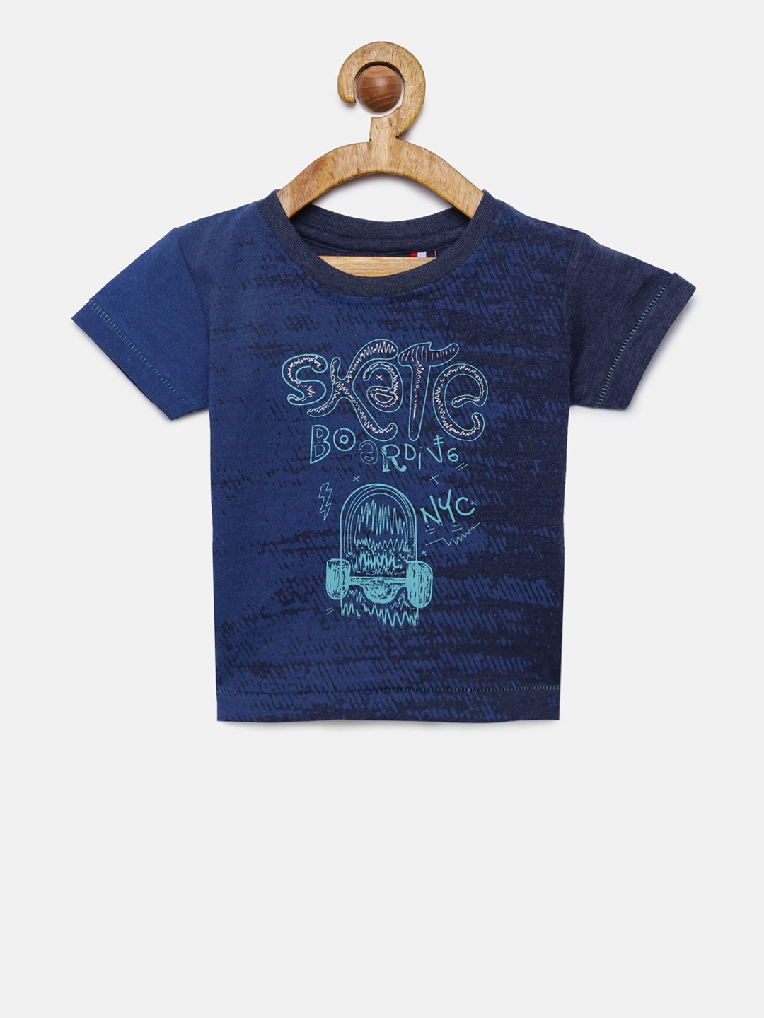 

Gini and Jony Boys Navy Blue Printed Round Neck T-shirt