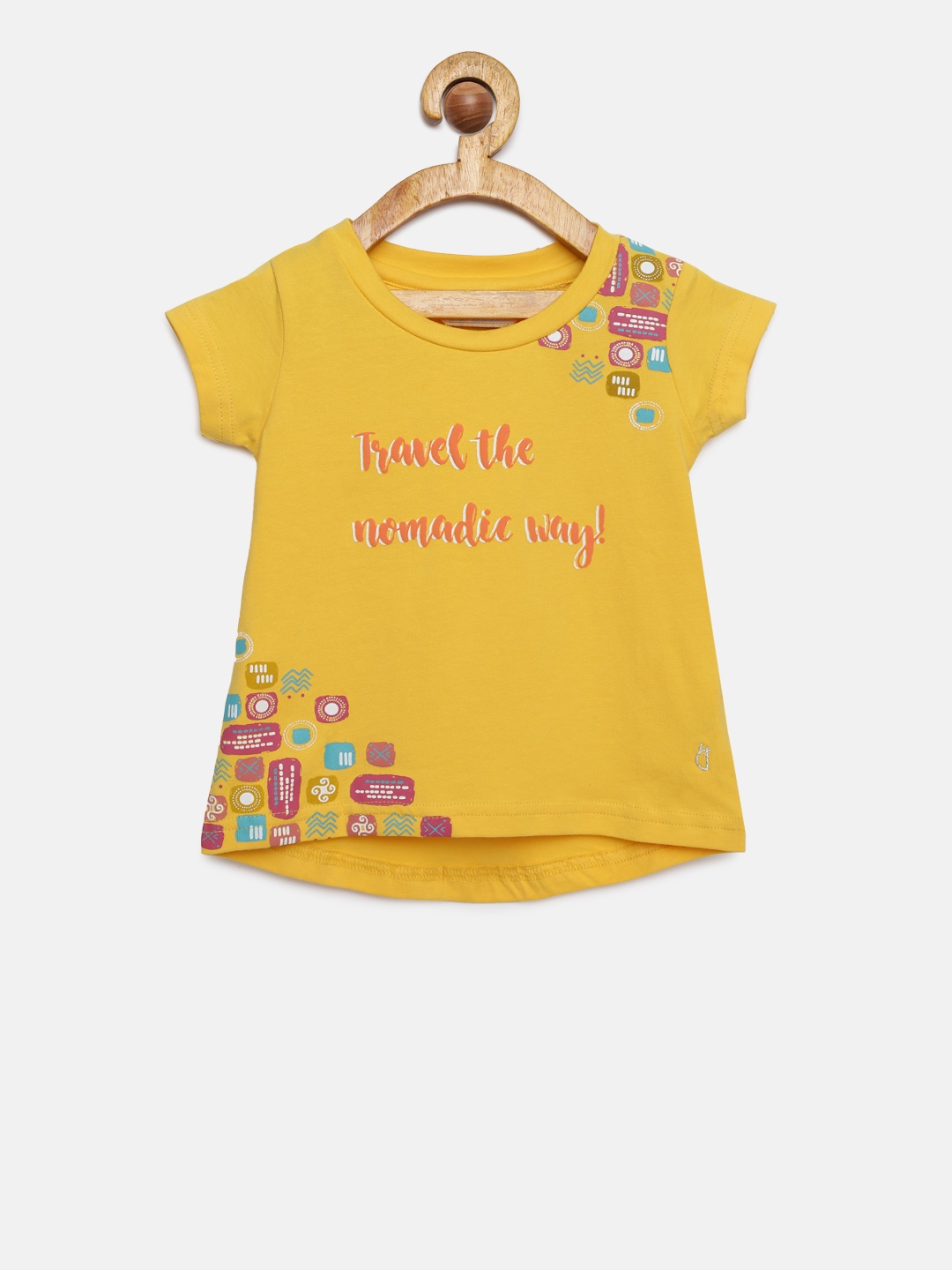 

Gini and Jony Girls Yellow Printed T-shirt