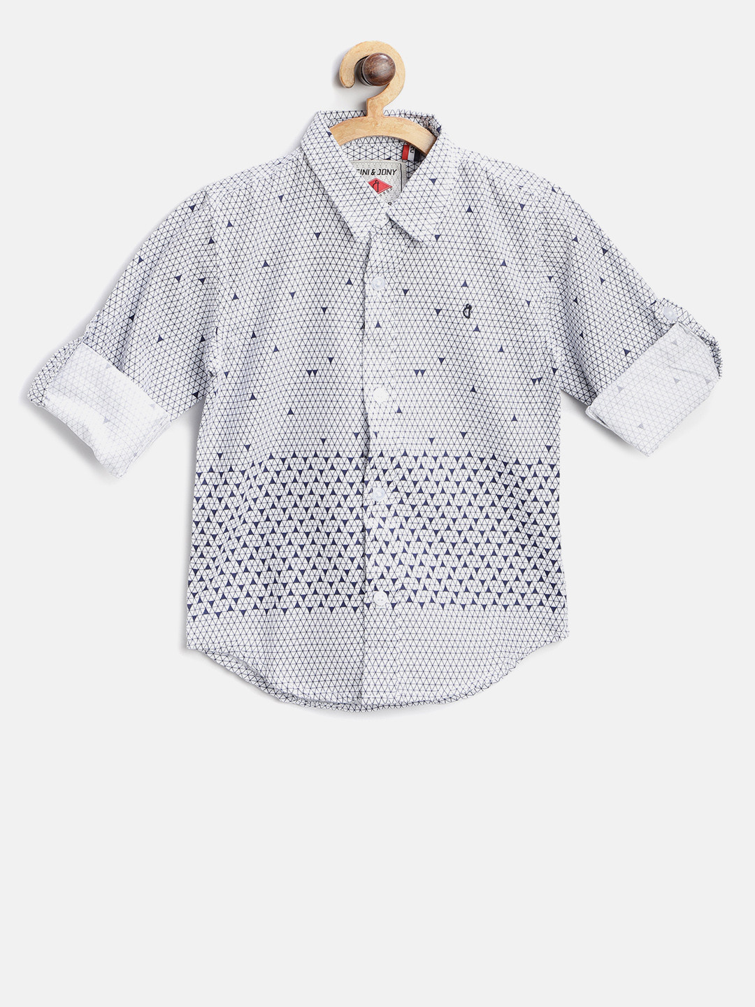 

Gini and Jony Boys Off-White & Navy Regular Fit Printed Casual Shirt
