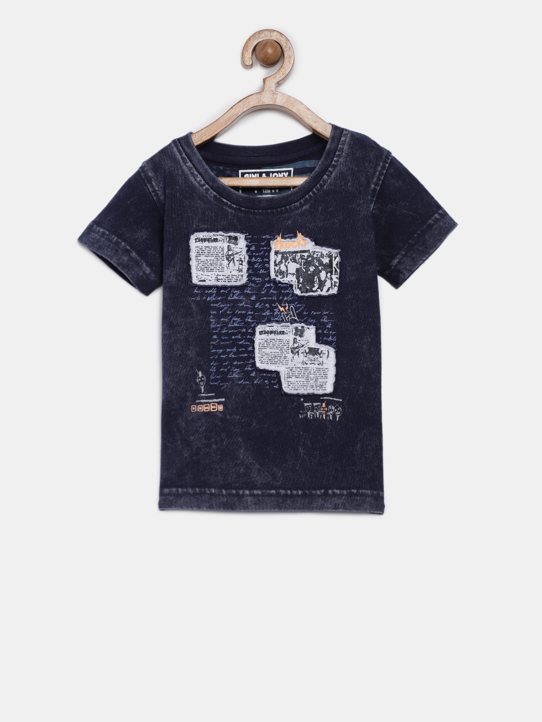 

Gini and Jony Boys Blue Printed Round Neck T-shirt