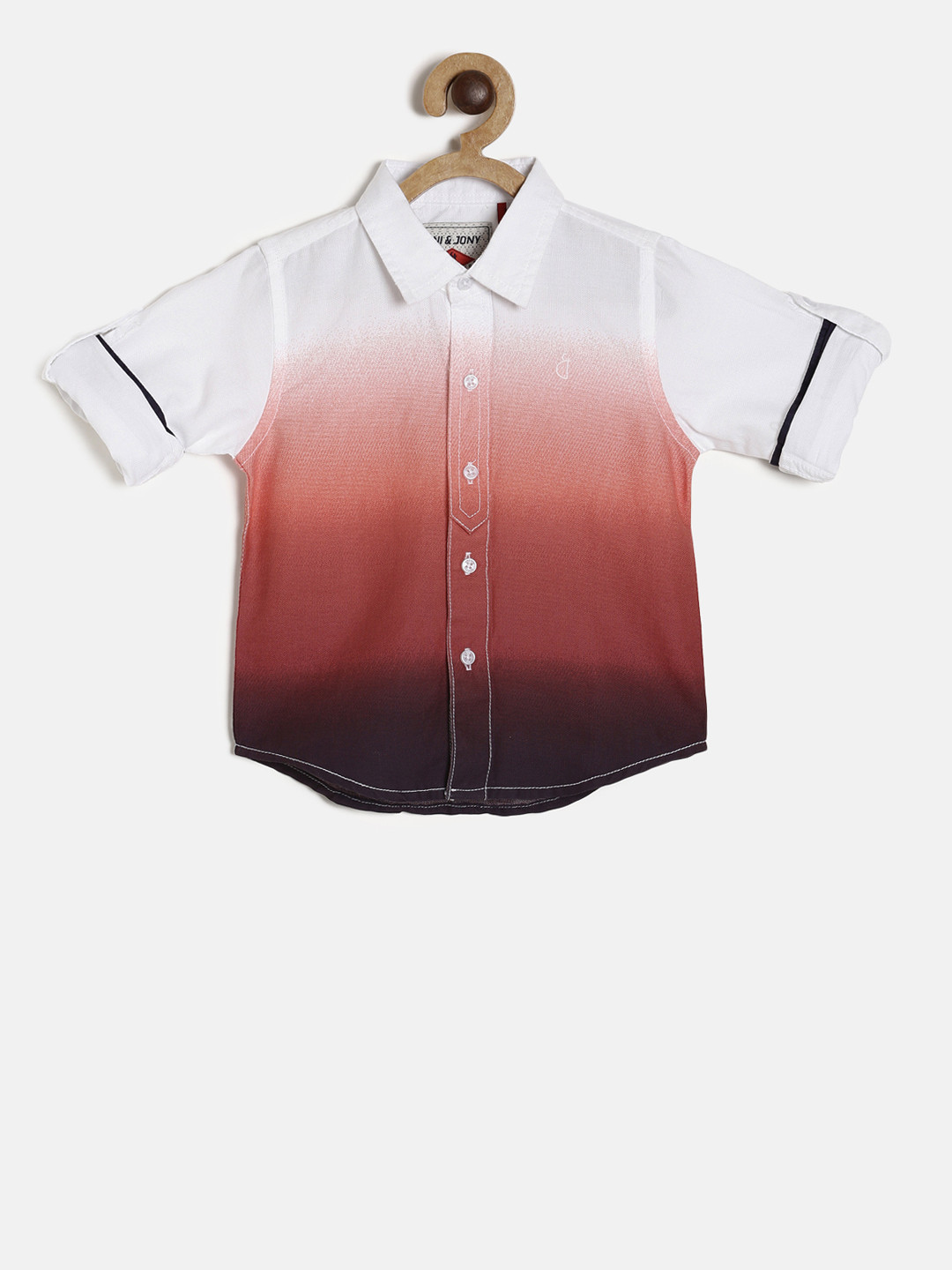 

Gini and Jony Boys Red & White Slim Fit Solid Casual Shirt