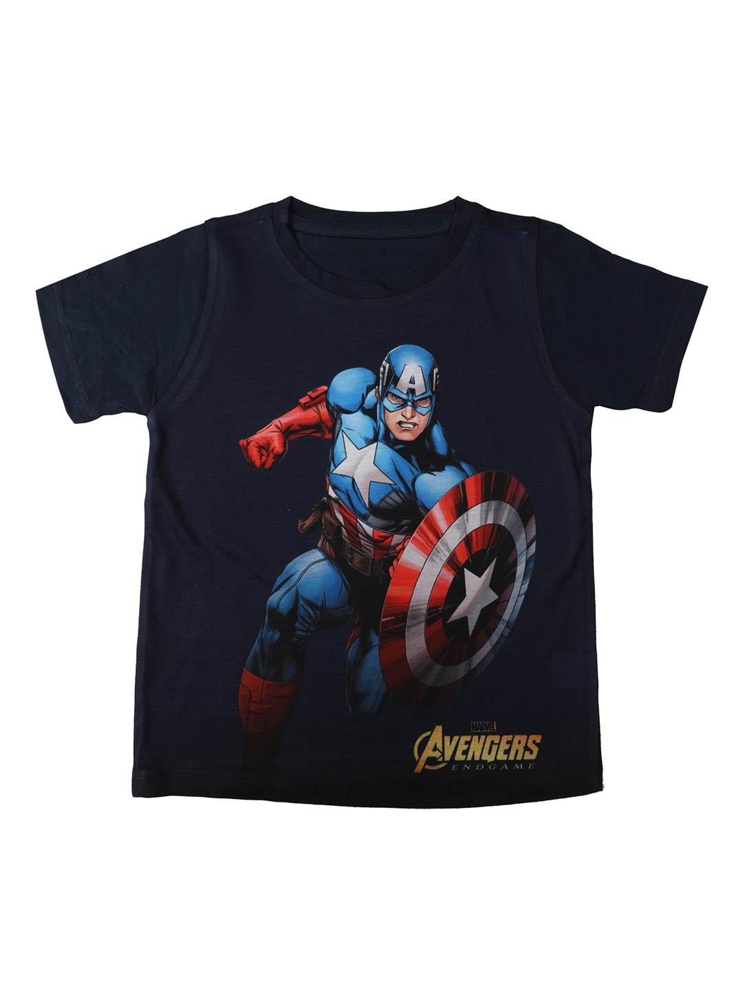 

Marvel by Wear Your Mind Boys Navy Blue Captain America Printed Round Neck T-shirt