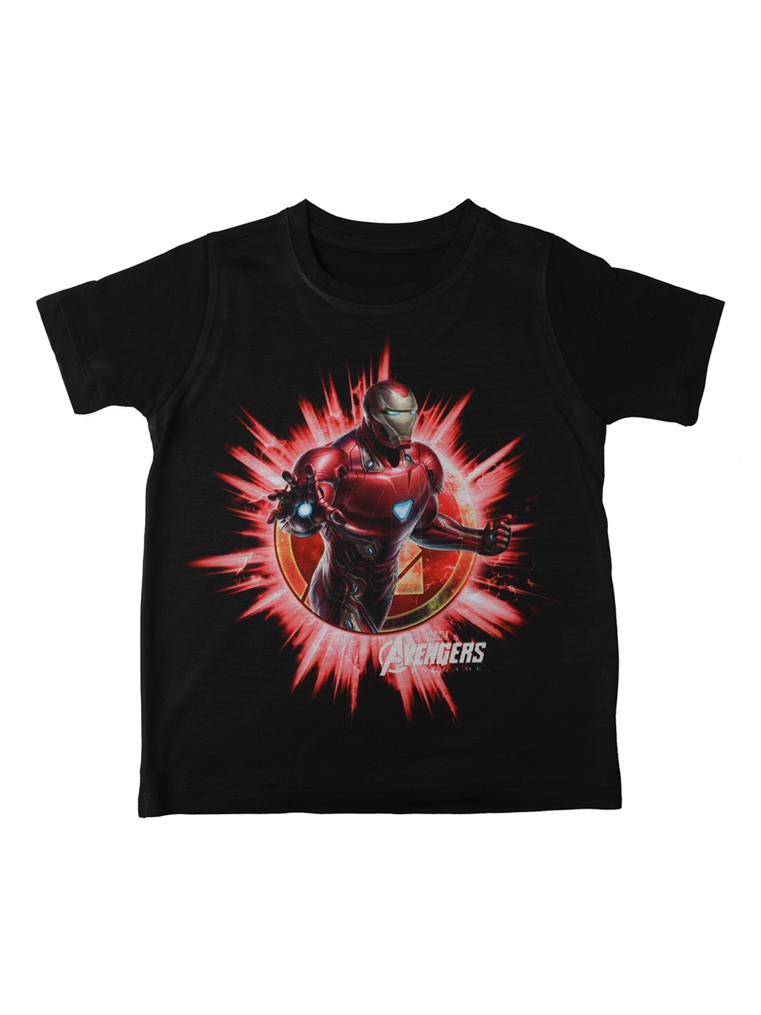 

Marvel by Wear Your Mind Boys Black Iron Man Printed Round Neck T-shirt