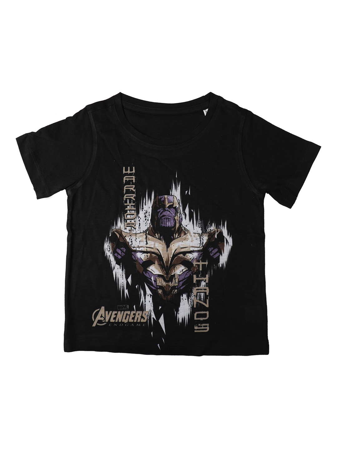 

Marvel by Wear Your Mind Boys Black Thanos Printed Round Neck T-shirt