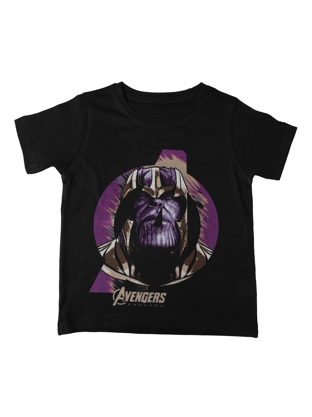 

Marvel by Wear Your Mind Boys Black Thanos Printed Round Neck T-shirt