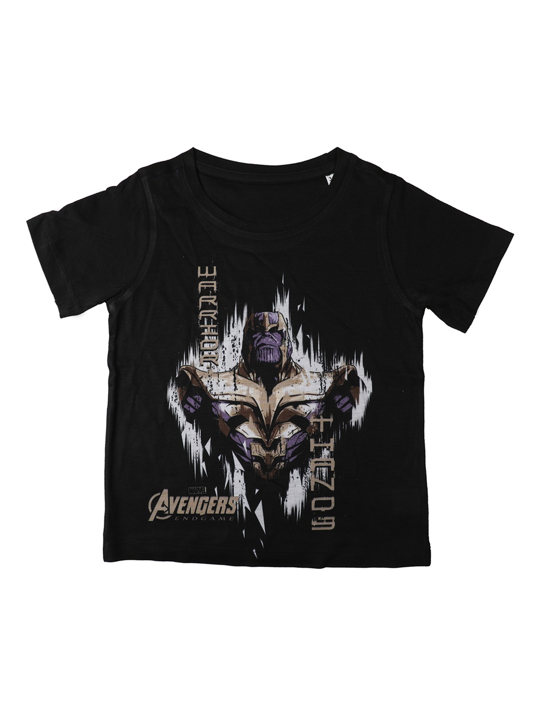 

Marvel by Wear Your Mind Boys Black Thanos Printed Round Neck T-shirt