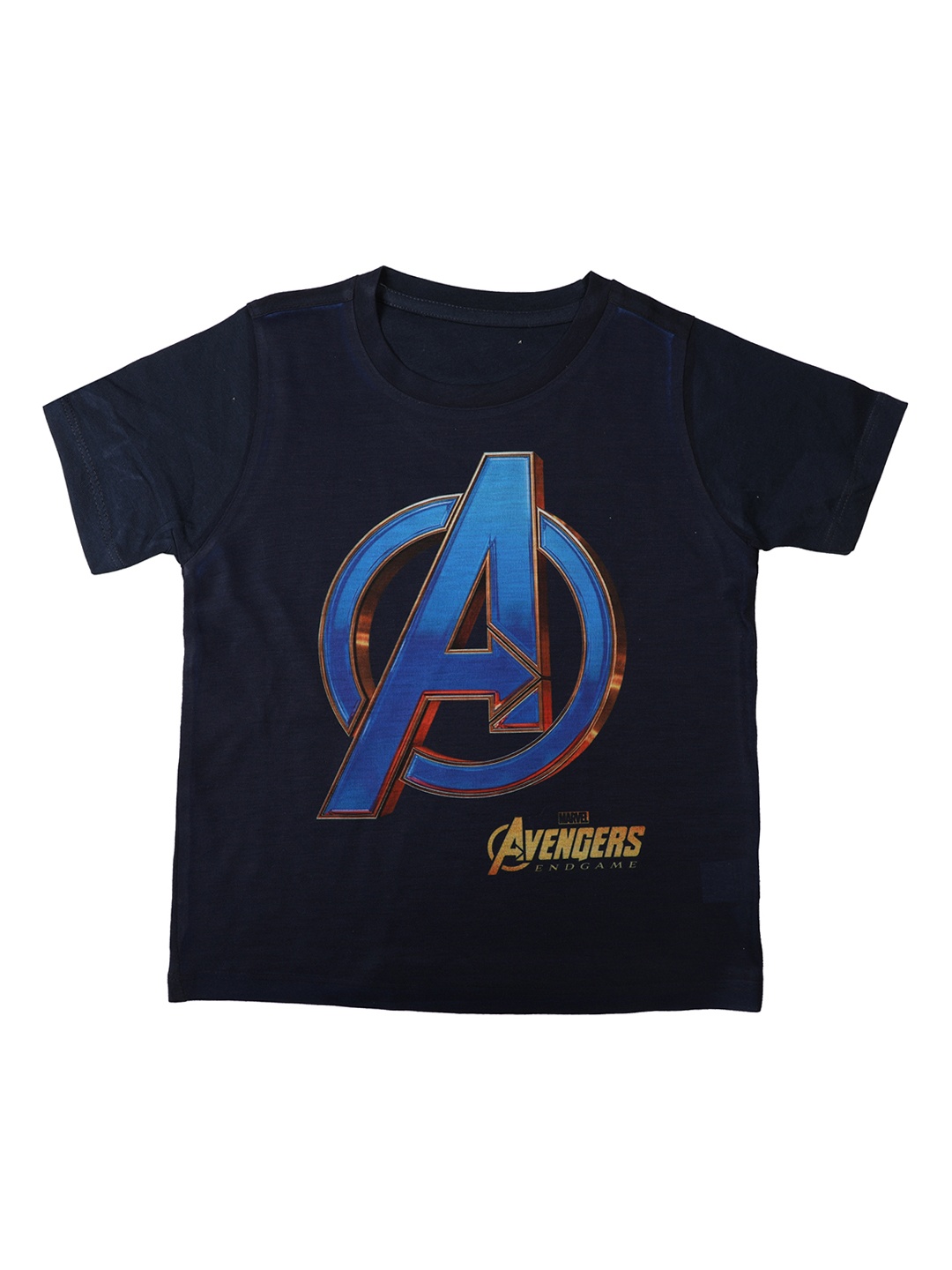 

Marvel by Wear Your Mind Boys Navy Blue Captain America Printed Round Neck T-shirt