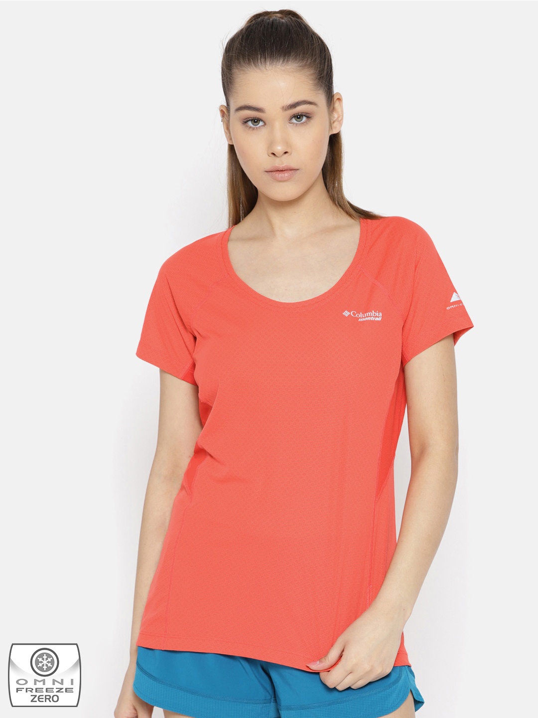 

Columbia Women Coral Orange Titan Ultra II Running T-shirt
