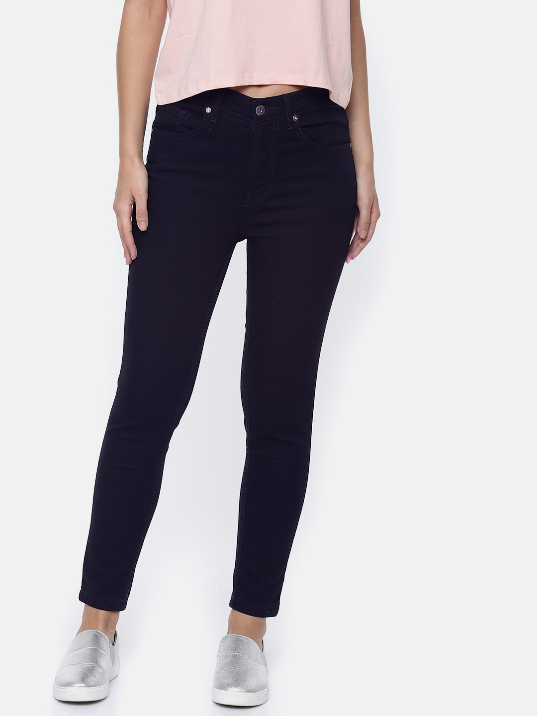 

People Women Blue Slim Fit Mid-Rise Clean Look Stretchable Jeans
