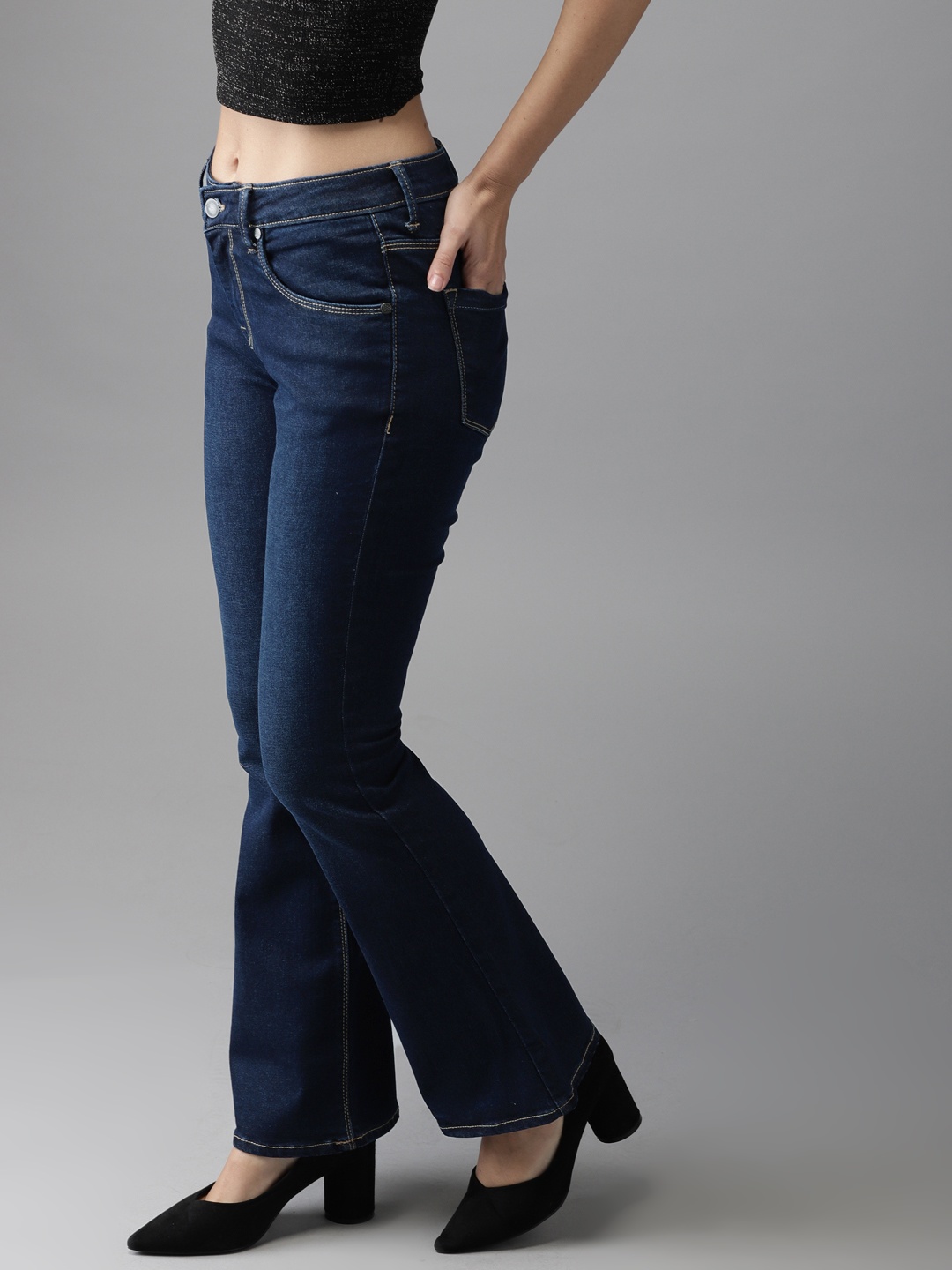 

Moda Rapido Women Blue Bootcut High-Rise Clean Look Stretchable Jeans