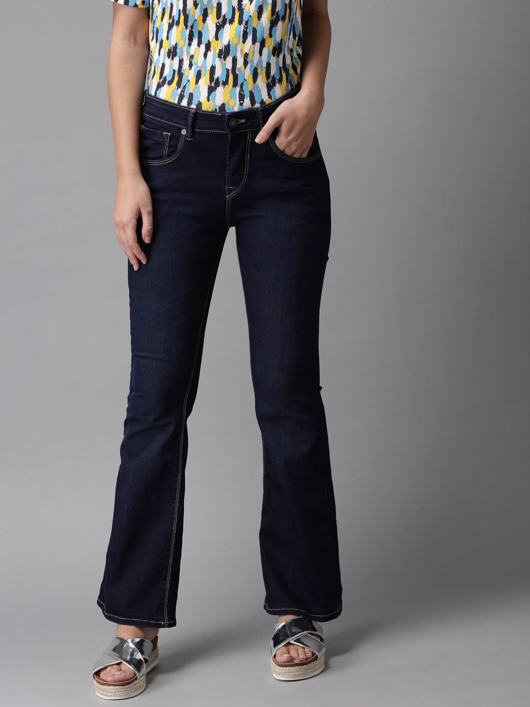 

Moda Rapido Women Blue Bootcut High-Rise Clean Look Stretchable Jeans