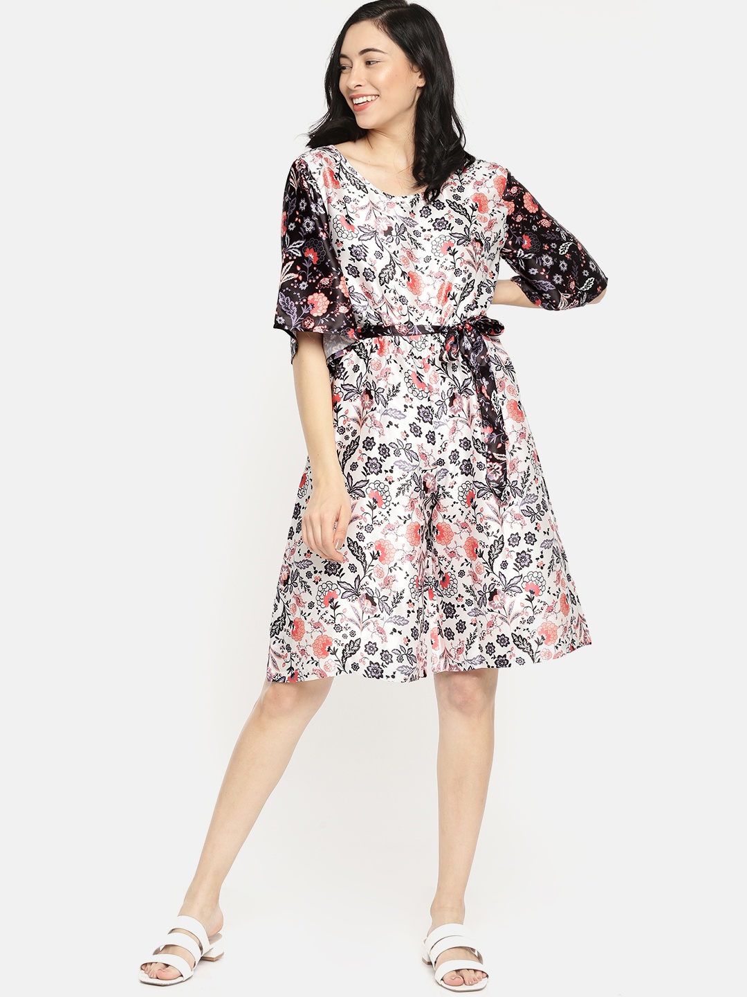 

Moda Rapido White & Black Printed Playsuit