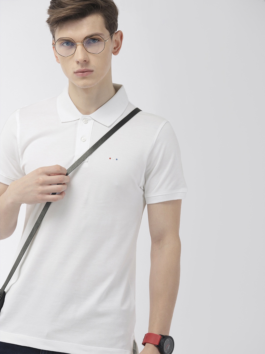 

Harvard Men White Solid Polo Collar Pure Cotton T-shirt