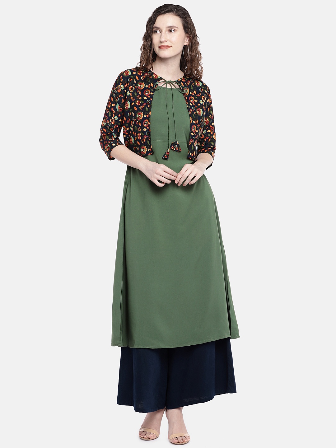 

ALC Creations Women Green Solid A-Line Kurta