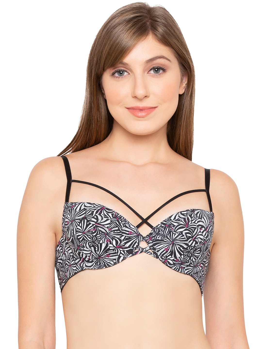 

Candyskin MTV Women Black Printed Underwired Lightly Padded T-shirt Bra -B01ZEBRA