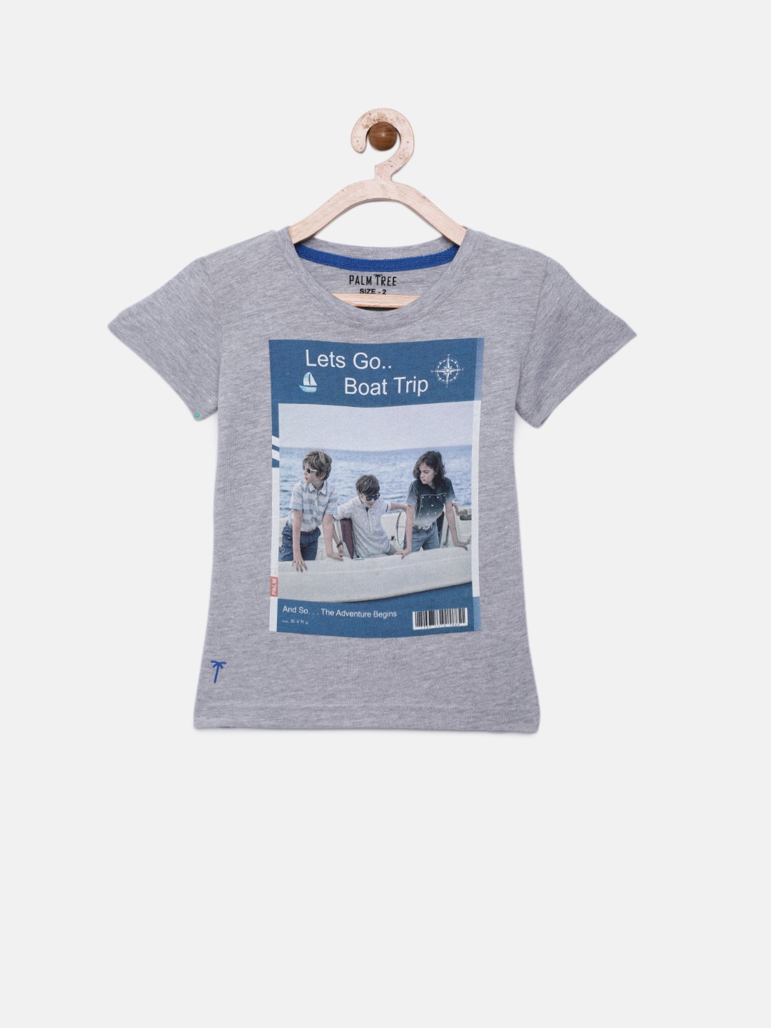 

Palm Tree Boys Grey Printed Round Neck T-shirt