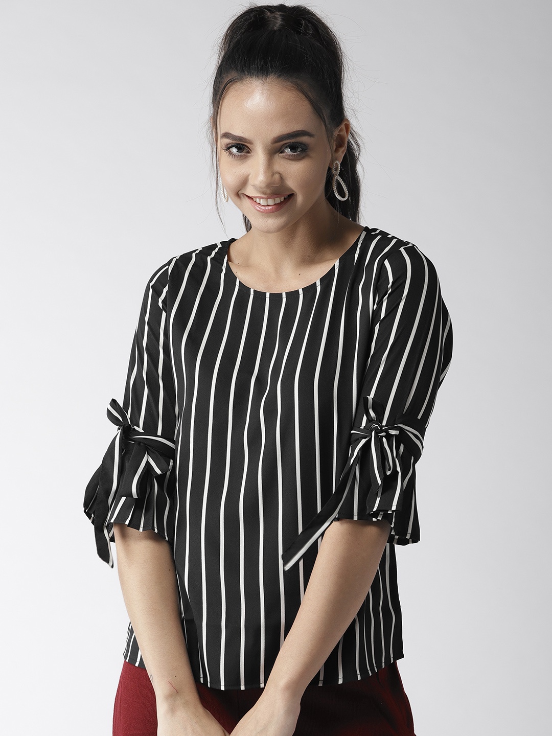 

Style Quotient Women Black & White Striped Top