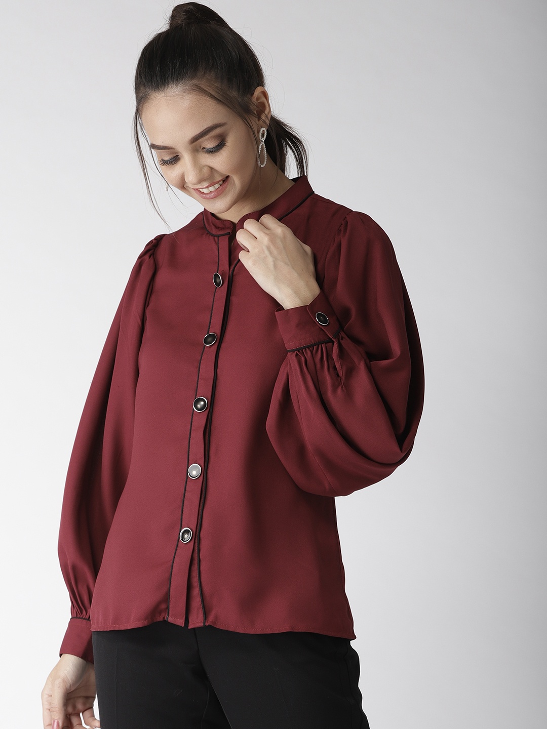 

Style Quotient Women Maroon New Fit Solid Casual Shirt