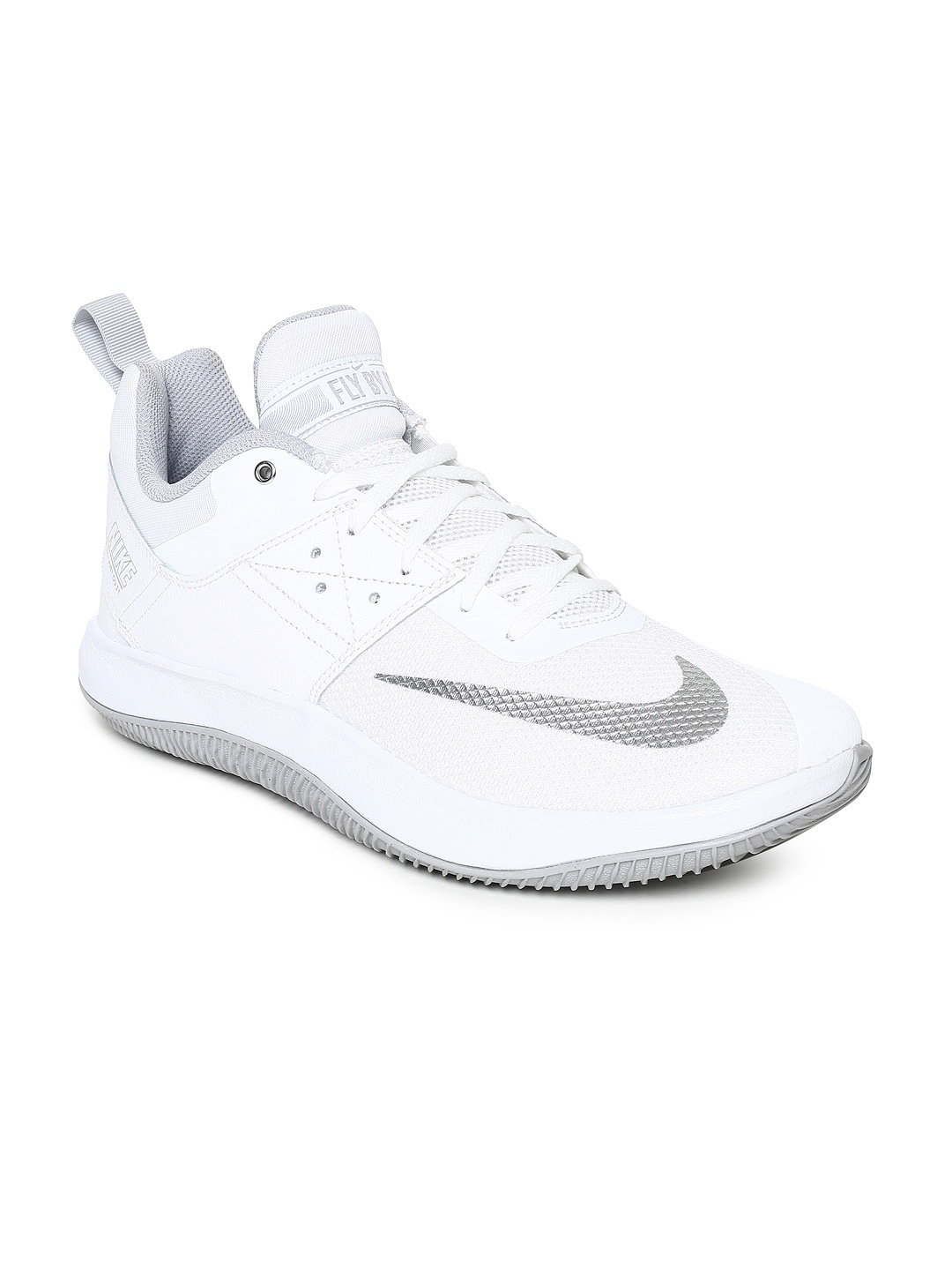 

Nike Men White FLY.BY LOW II Leather Basketball Shoes