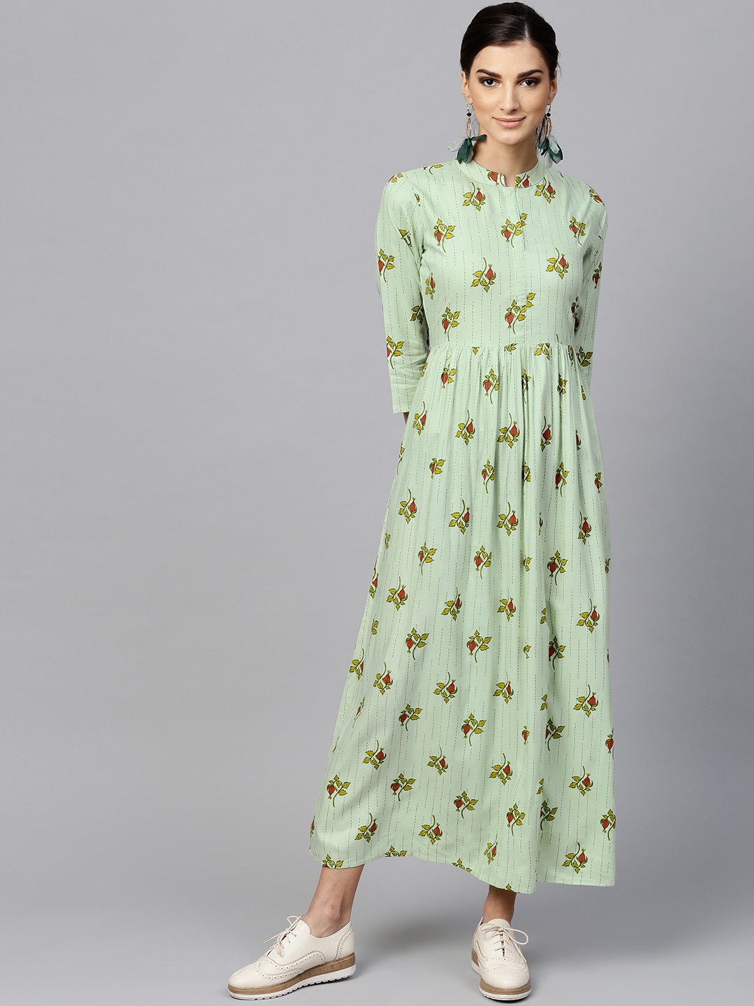 

Libas Women Green Printed Maxi Dress