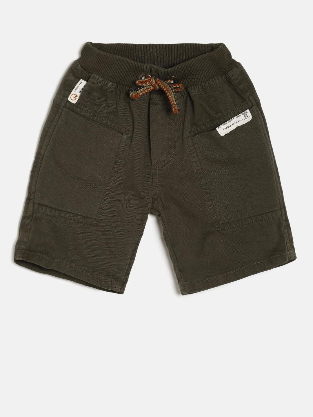 

Little Kangaroos Boys Olive Green Solid Regular Fit Shorts