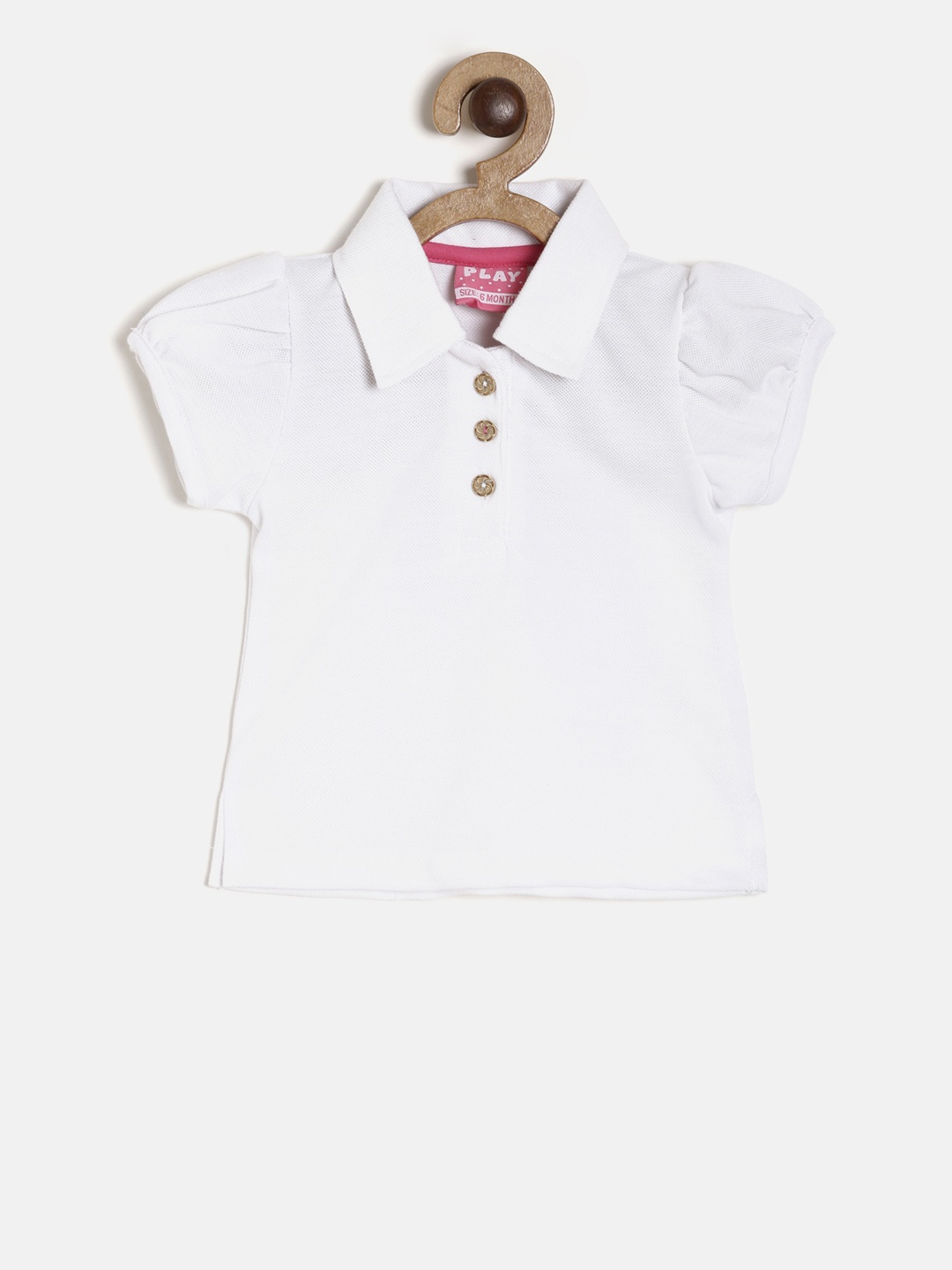 

Little Kangaroos Girls White Solid Pure Cotton Top