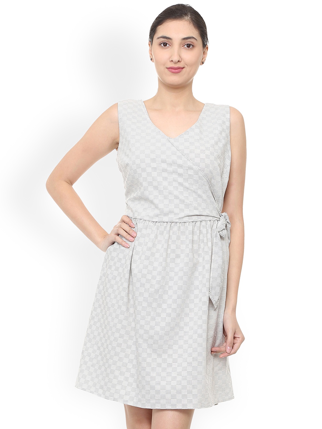 

Allen Solly Woman White Self Design Fit and Flare Dress