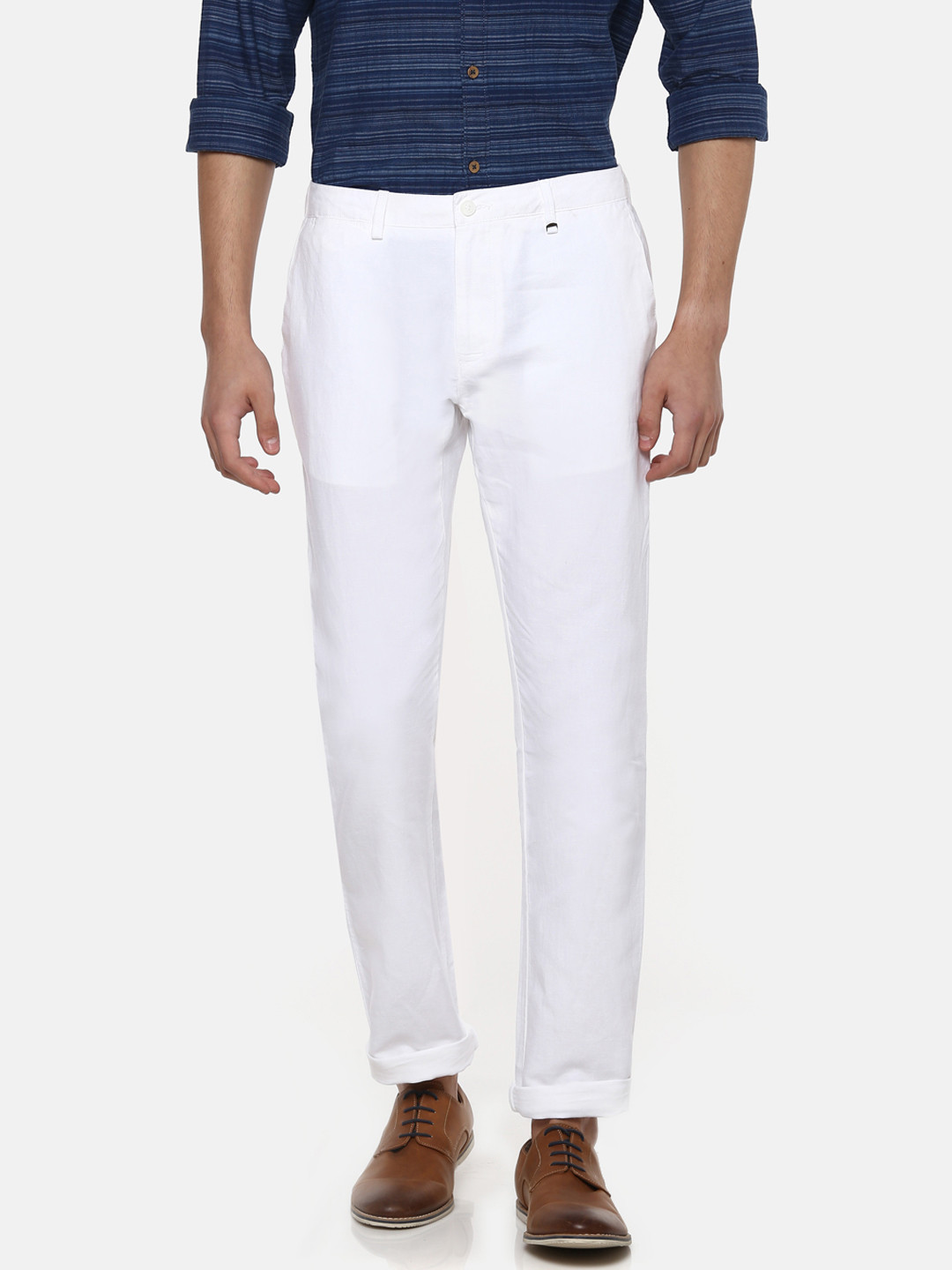 

Blackberrys Men White Regular Fit Solid Trousers
